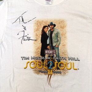 Tim McGraw Faith Hill SIGNED Soul 2 Soul Tour 2006 T-shirt sz S Rare